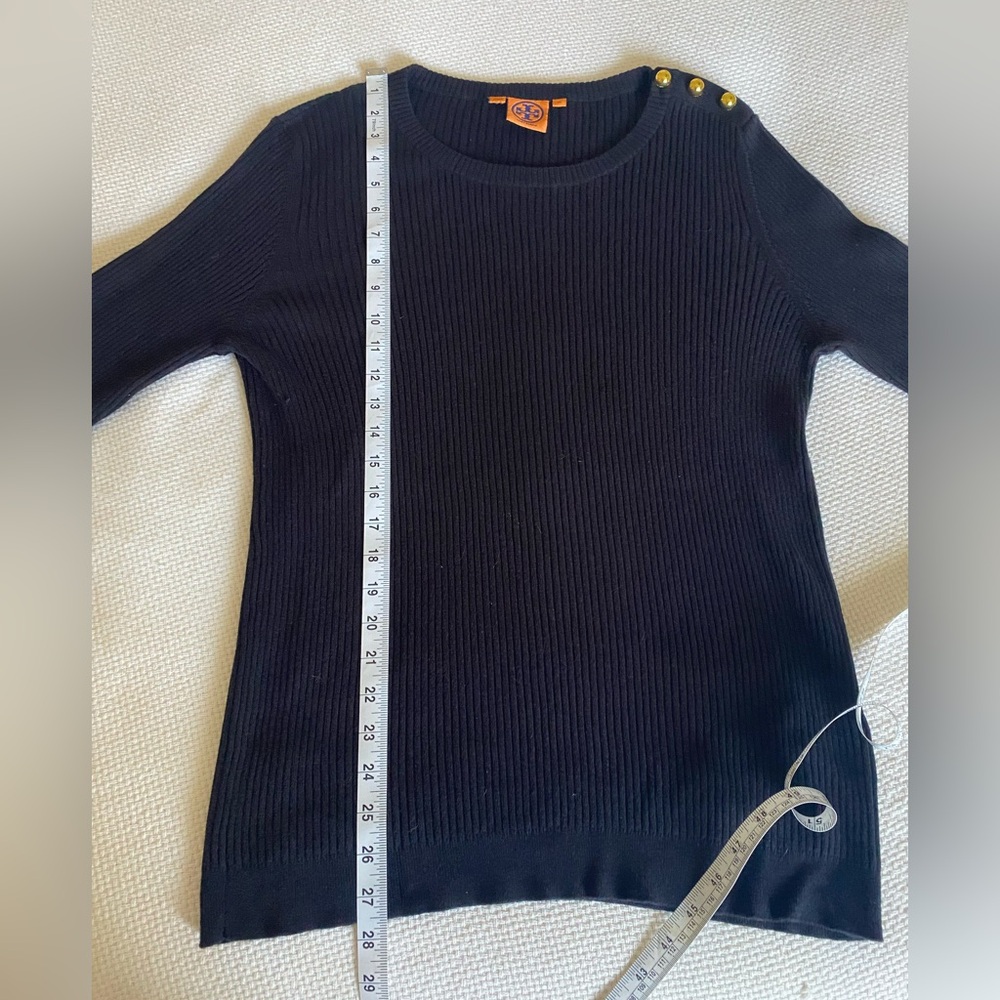Tory Burch Black Ribbed Cashmere Blend Sweater Size XL - Picture 7 of 13